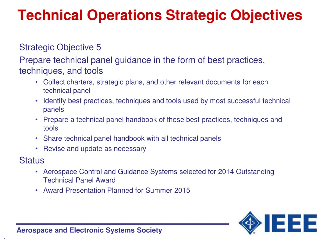 technical operations strategic objectives 4