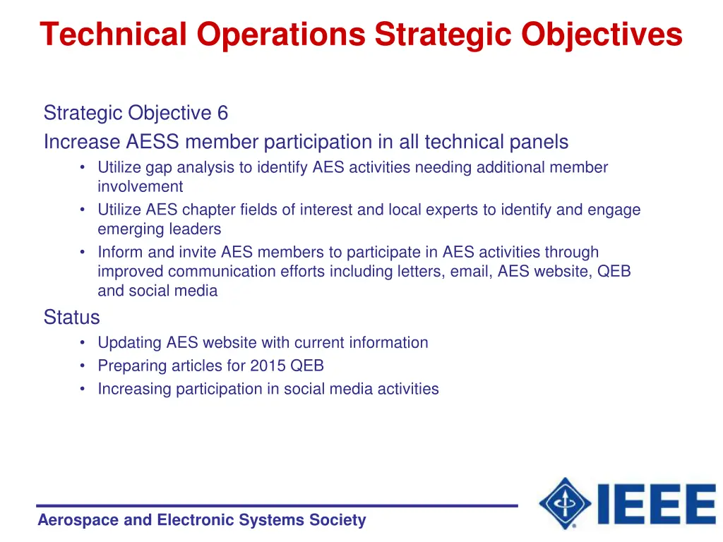 technical operations strategic objectives 5