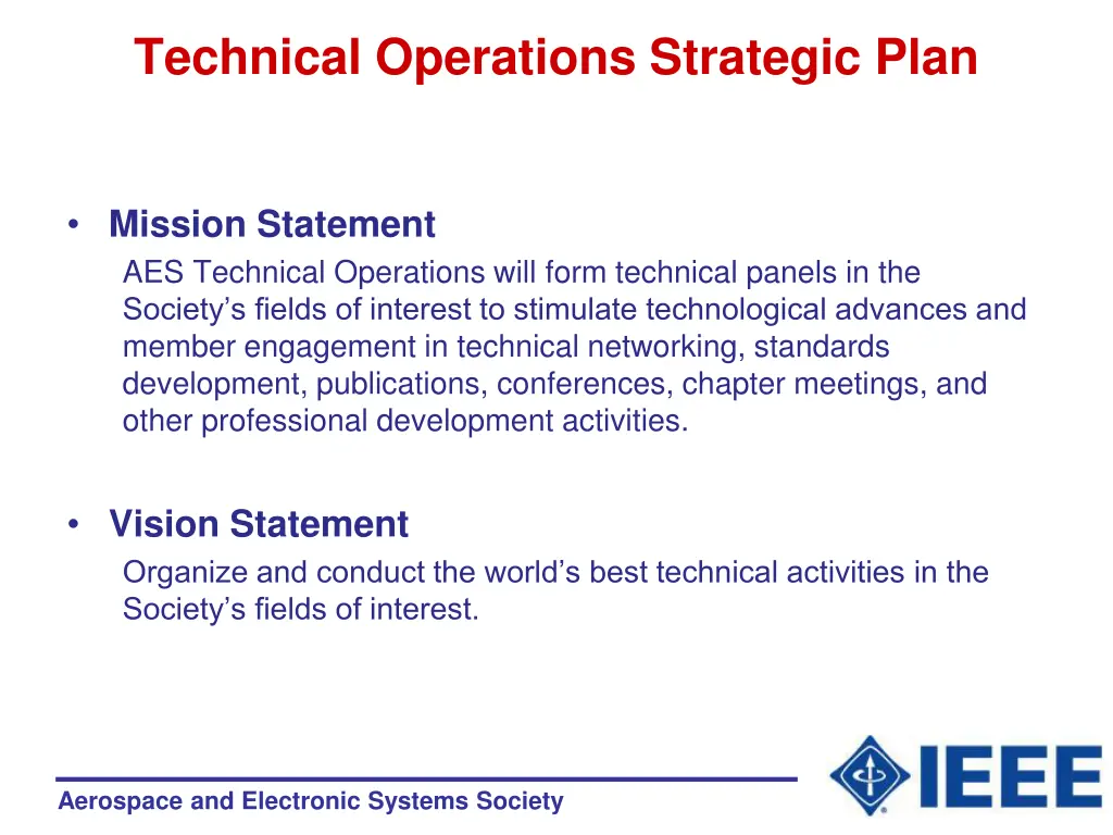 technical operations strategic plan