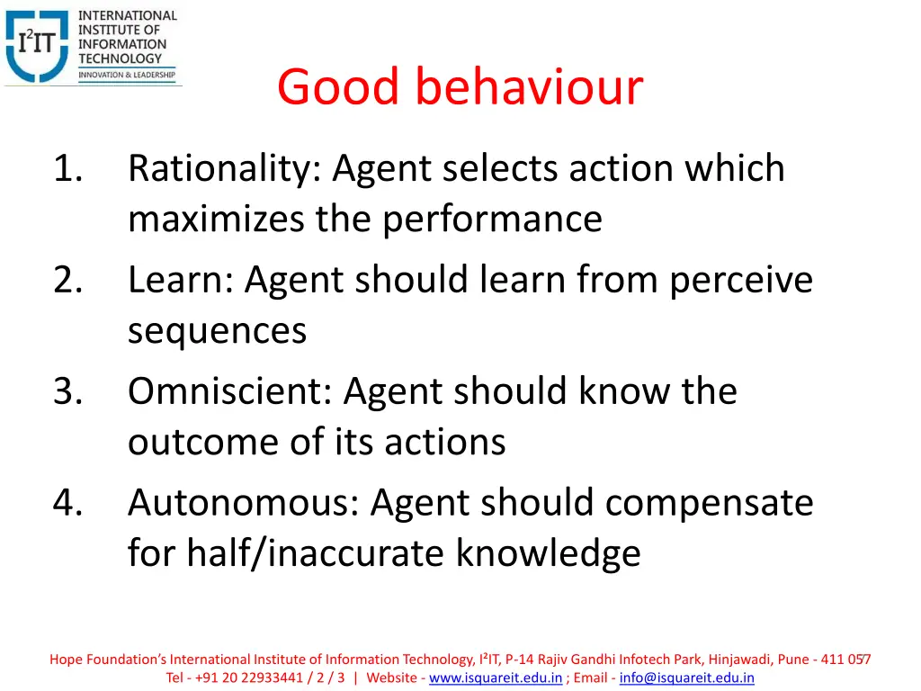 good behaviour