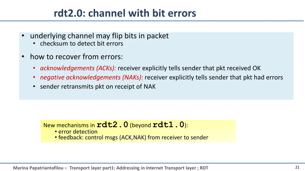 rdt2 0 channel with bit errors