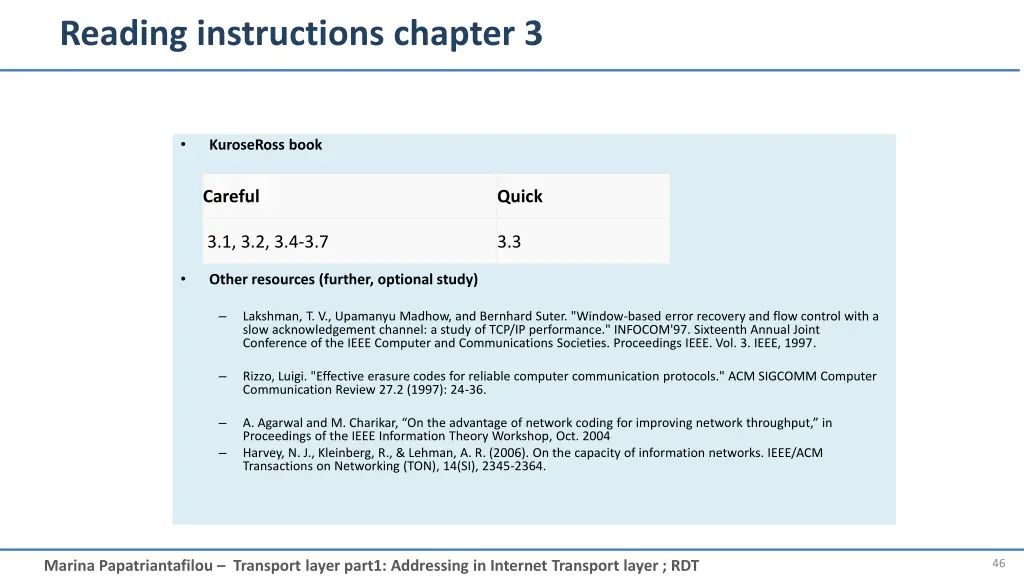 reading instructions chapter 3