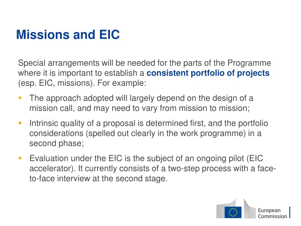 missions and eic