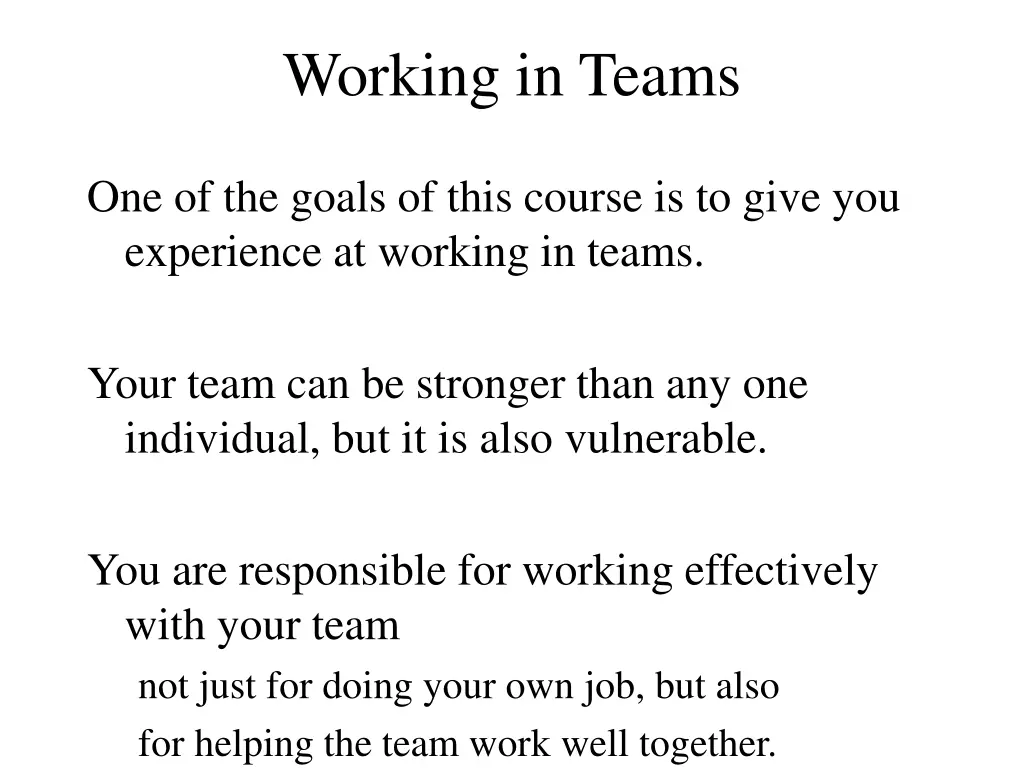 working in teams