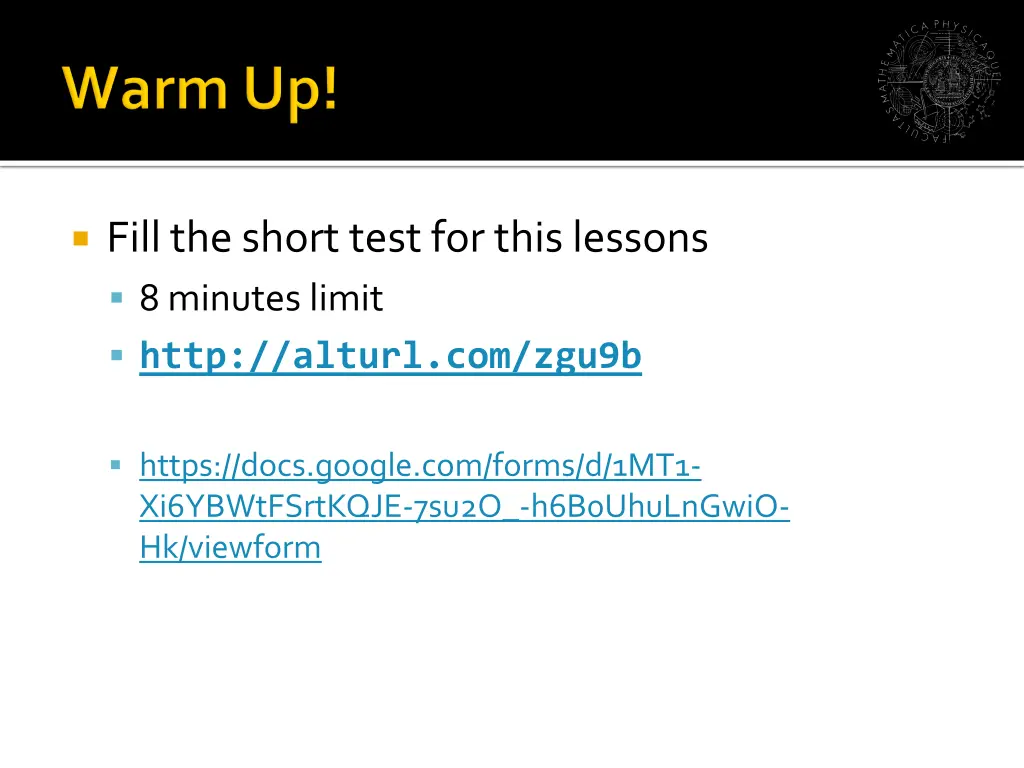 fill the short test for this lessons 8 minutes