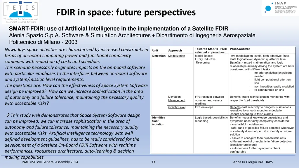fdir in space future perspectives
