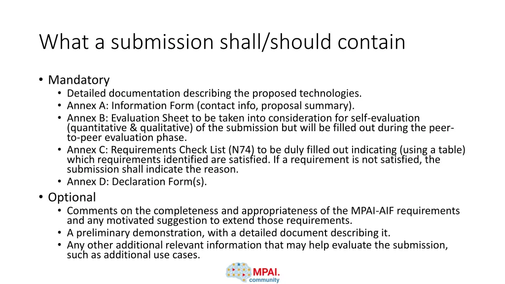 what a submission shall should contain