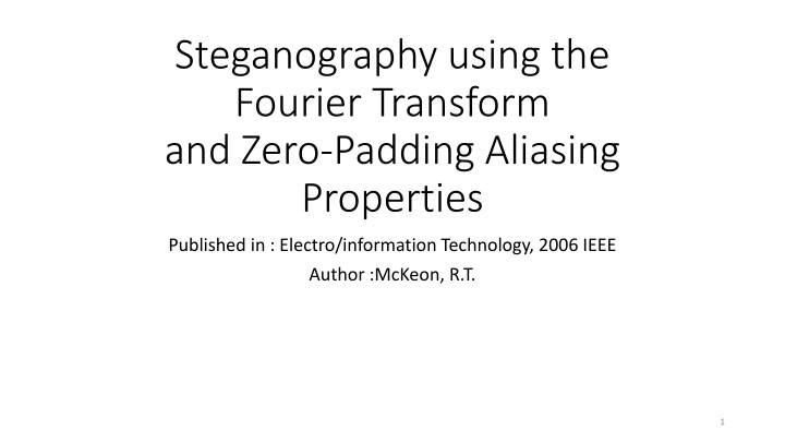 steganography using the fourier transform