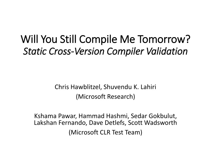 will you still compile me tomorrow will you still