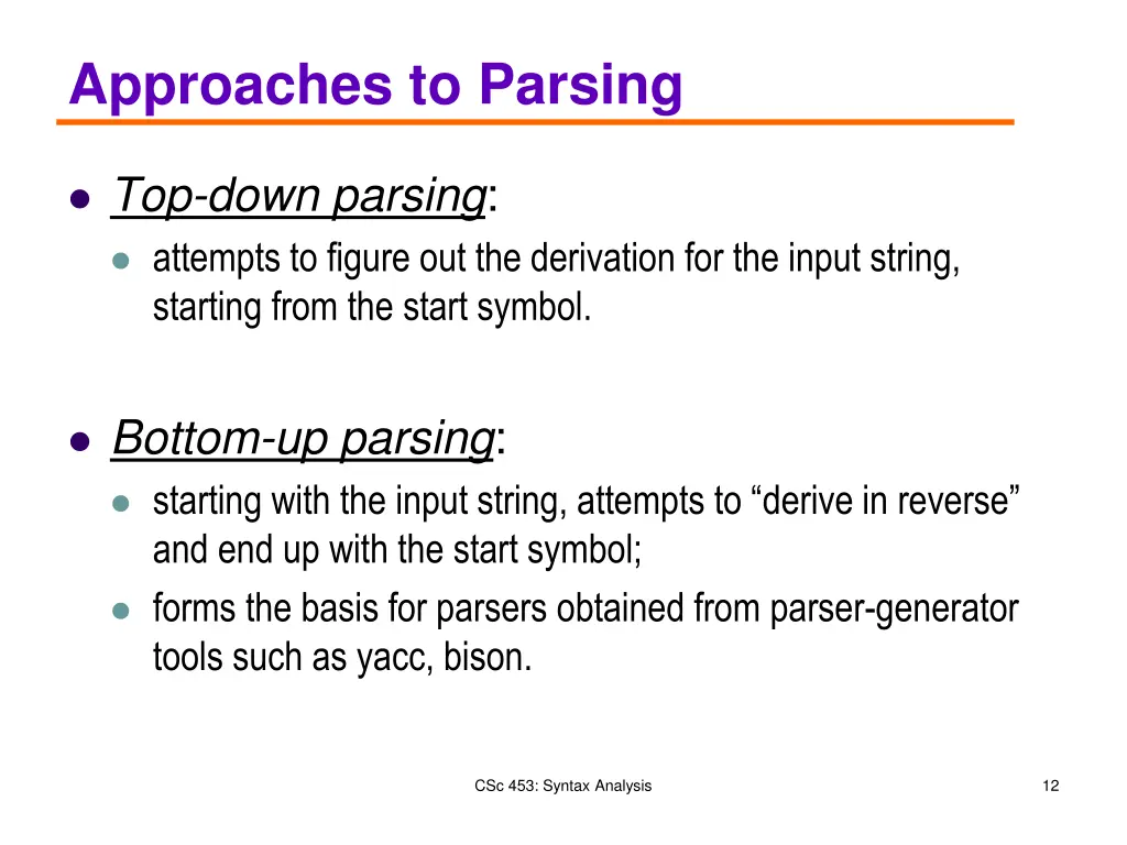 approaches to parsing