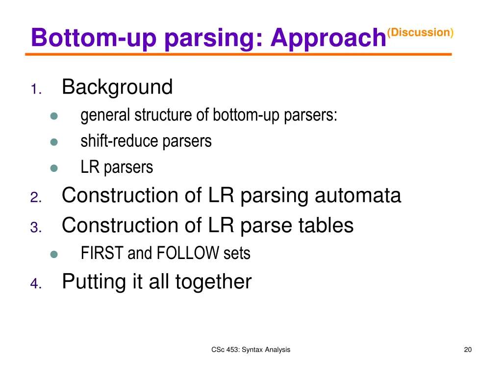 bottom up parsing approach 1