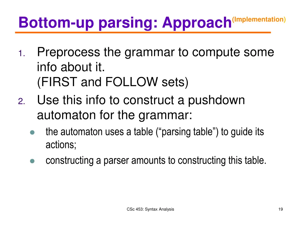 bottom up parsing approach