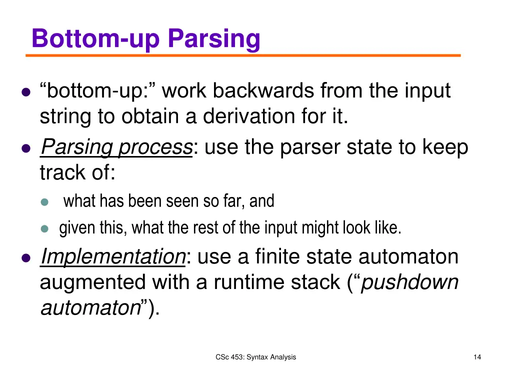 bottom up parsing