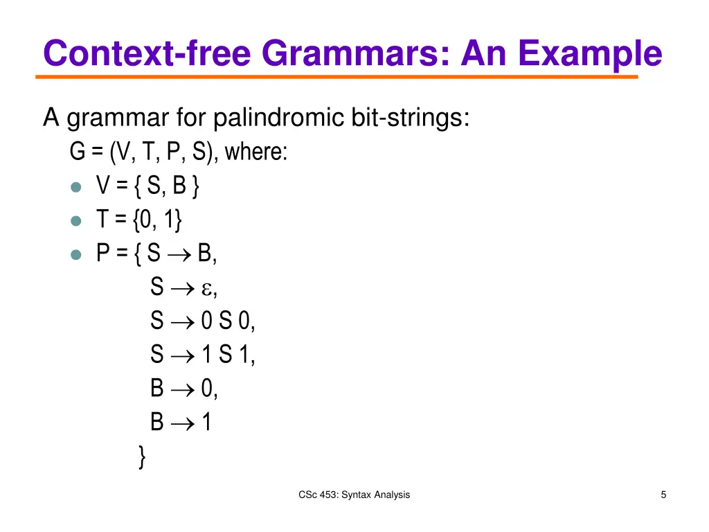 context free grammars an example