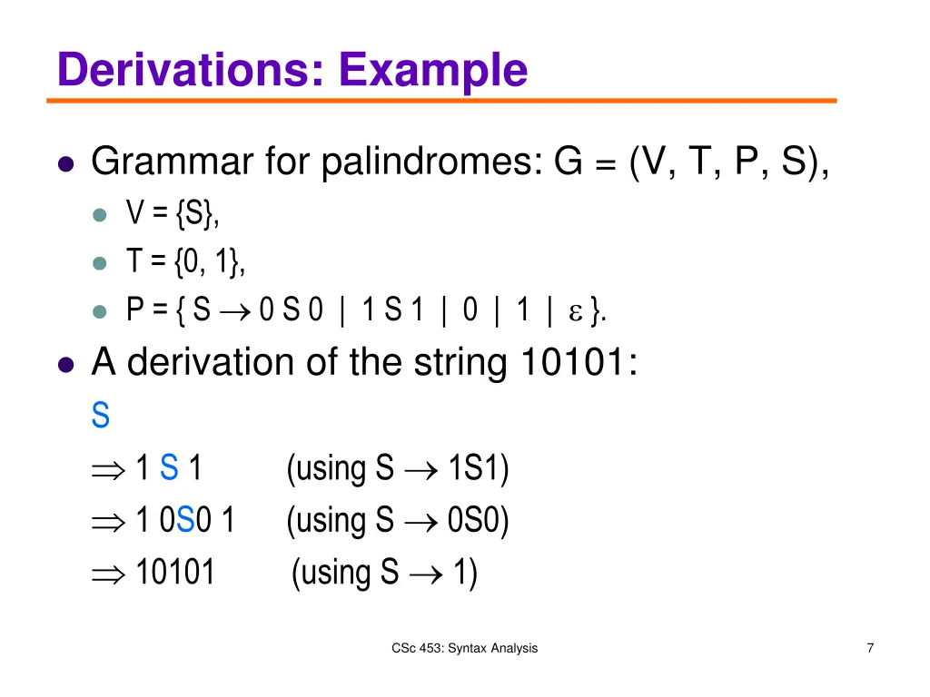 derivations example