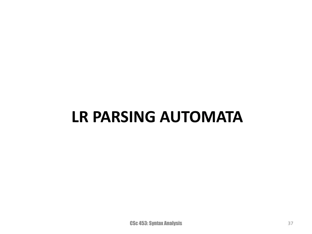 lr parsing automata