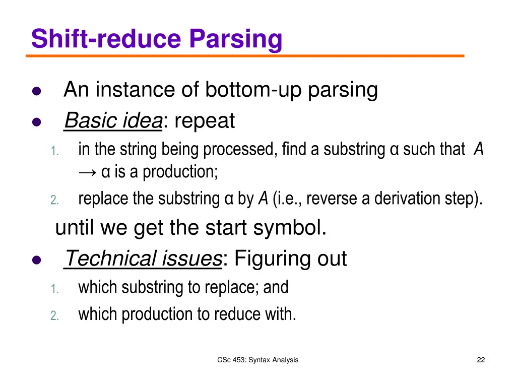 shift reduce parsing