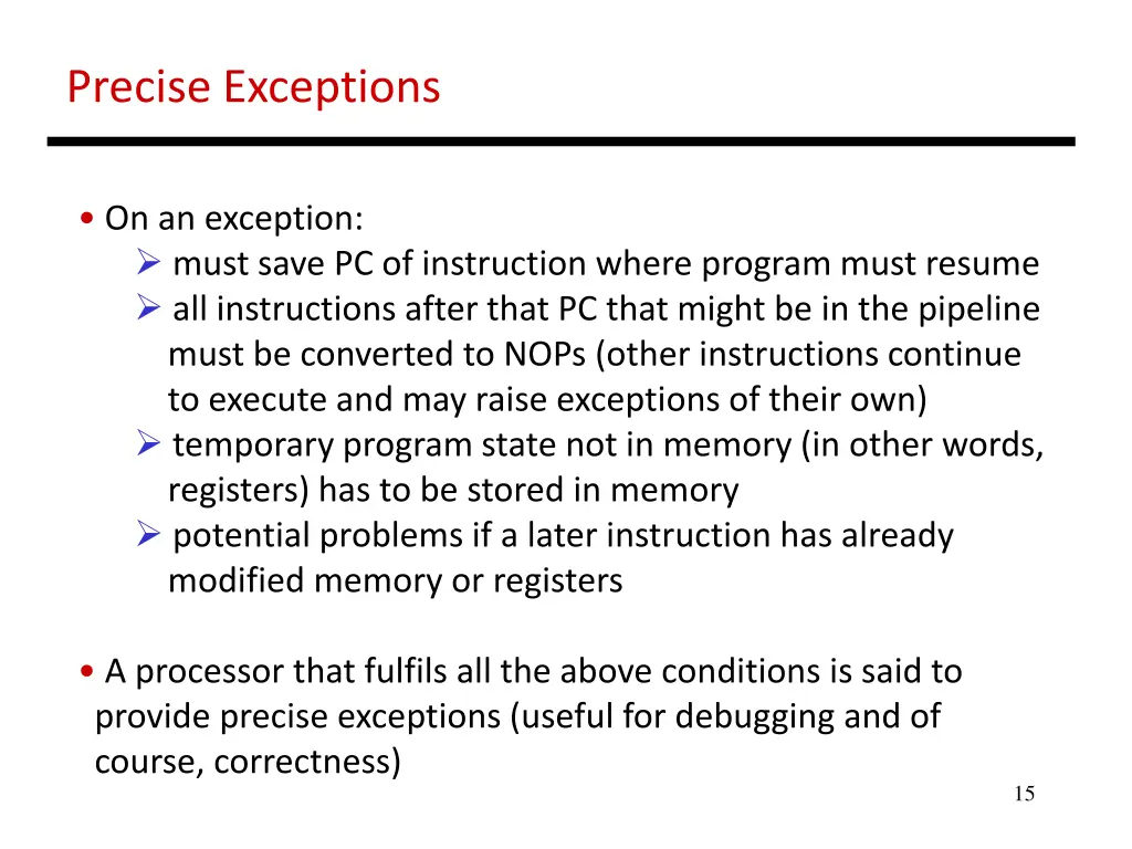 precise exceptions