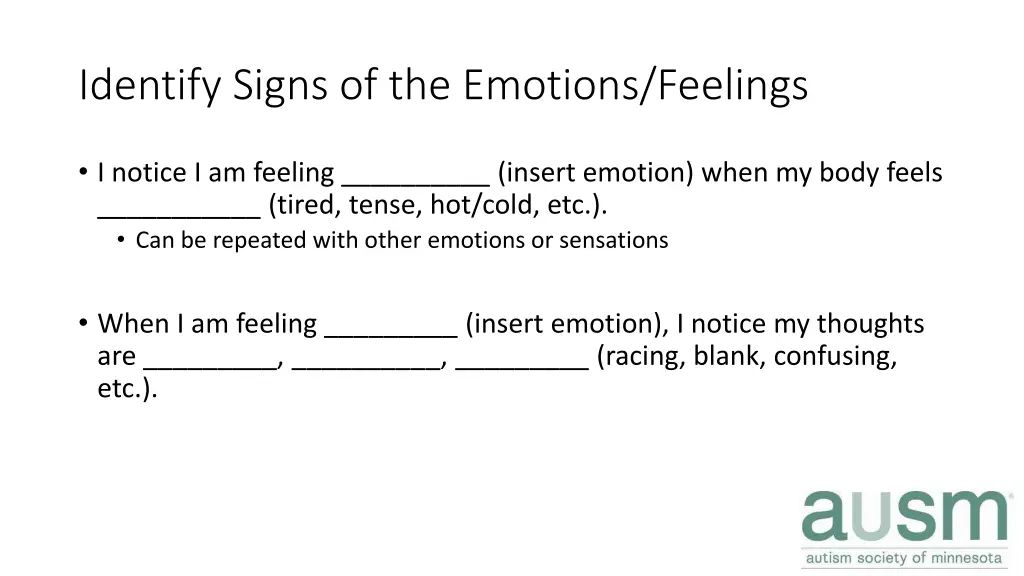 identify signs of the emotions feelings