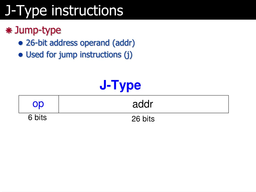 j type instructions