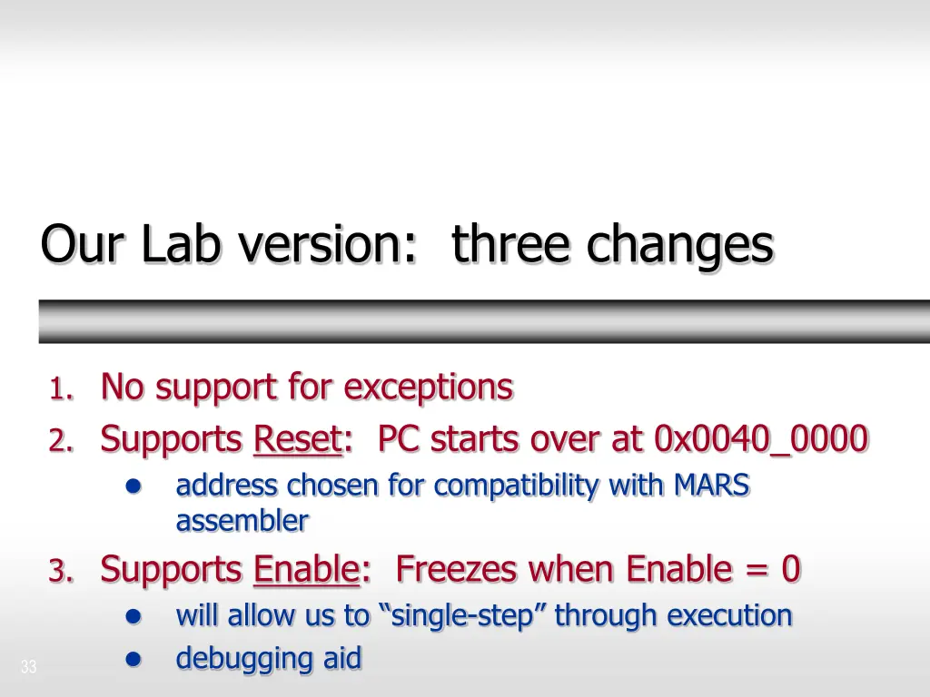 our lab version three changes