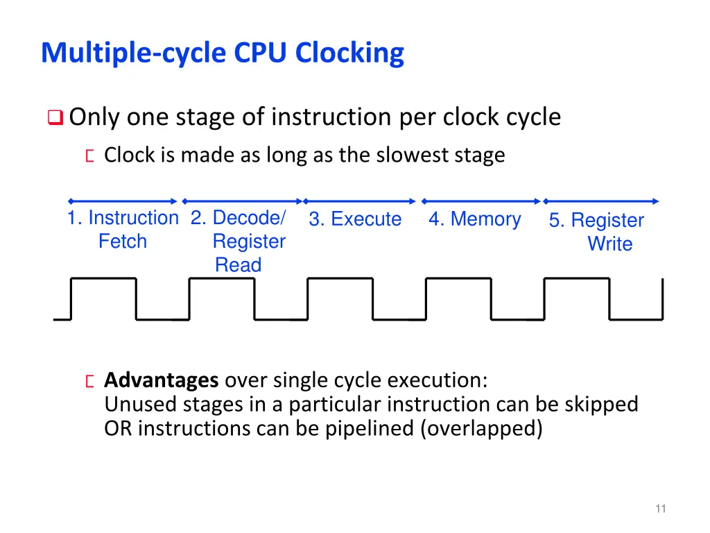 multiple cycle cpu clocking