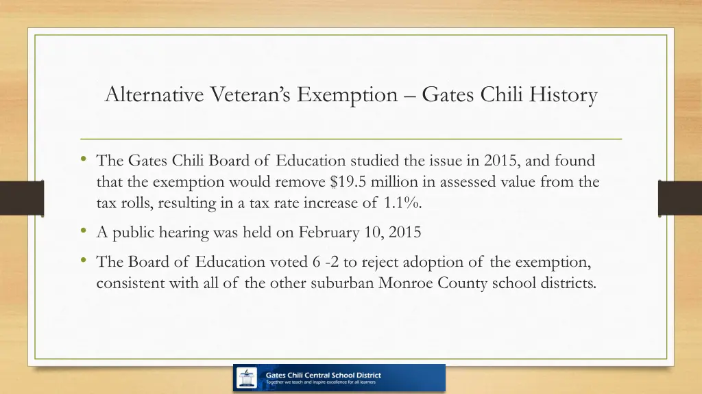 alternative veteran s exemption gates chili