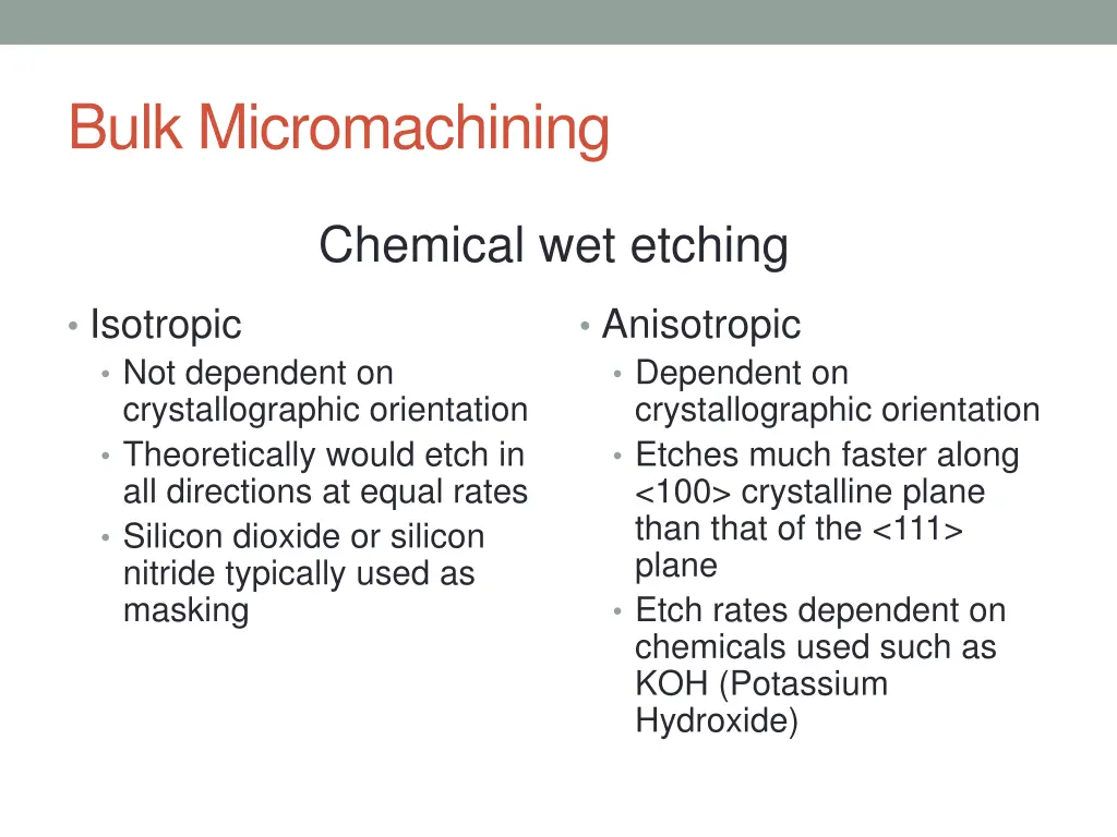 bulk micromachining