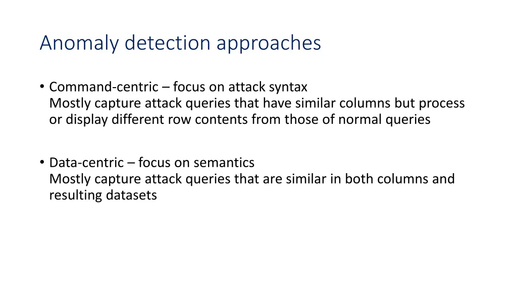 anomaly detection approaches