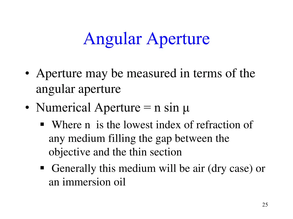 angular aperture