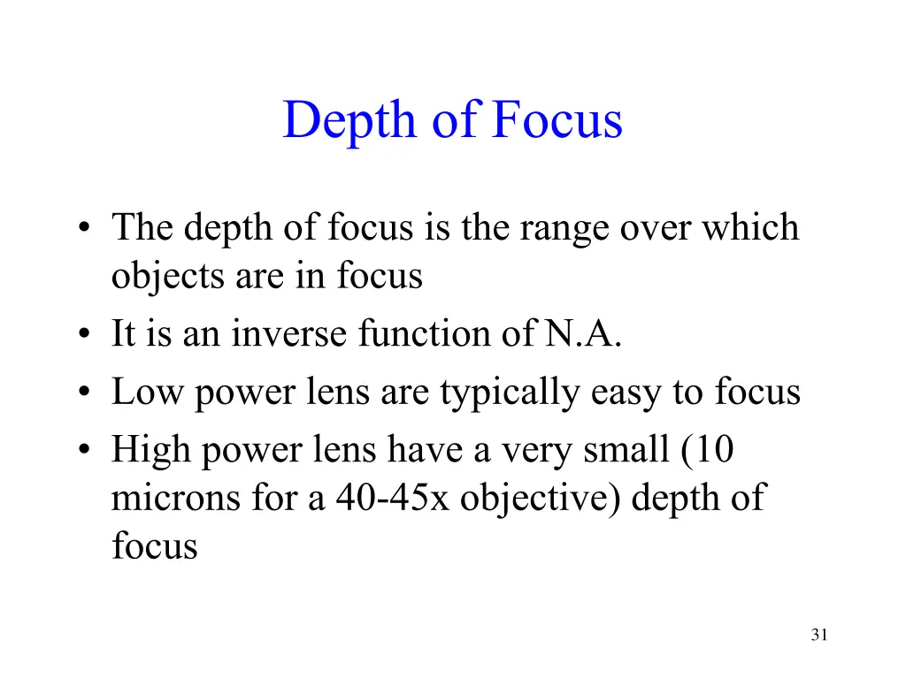depth of focus