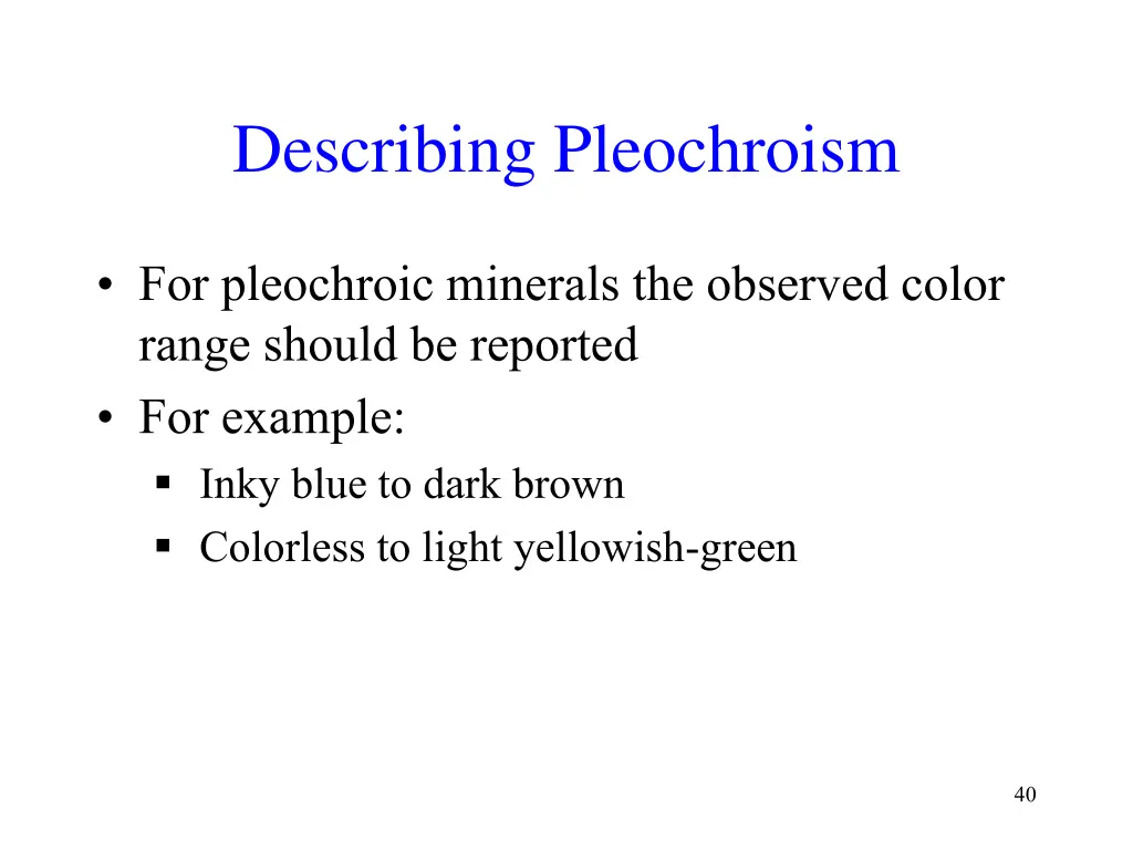 describing pleochroism
