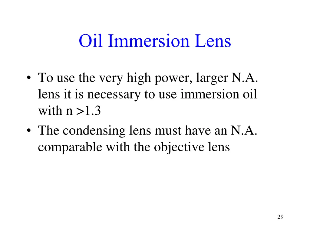 oil immersion lens