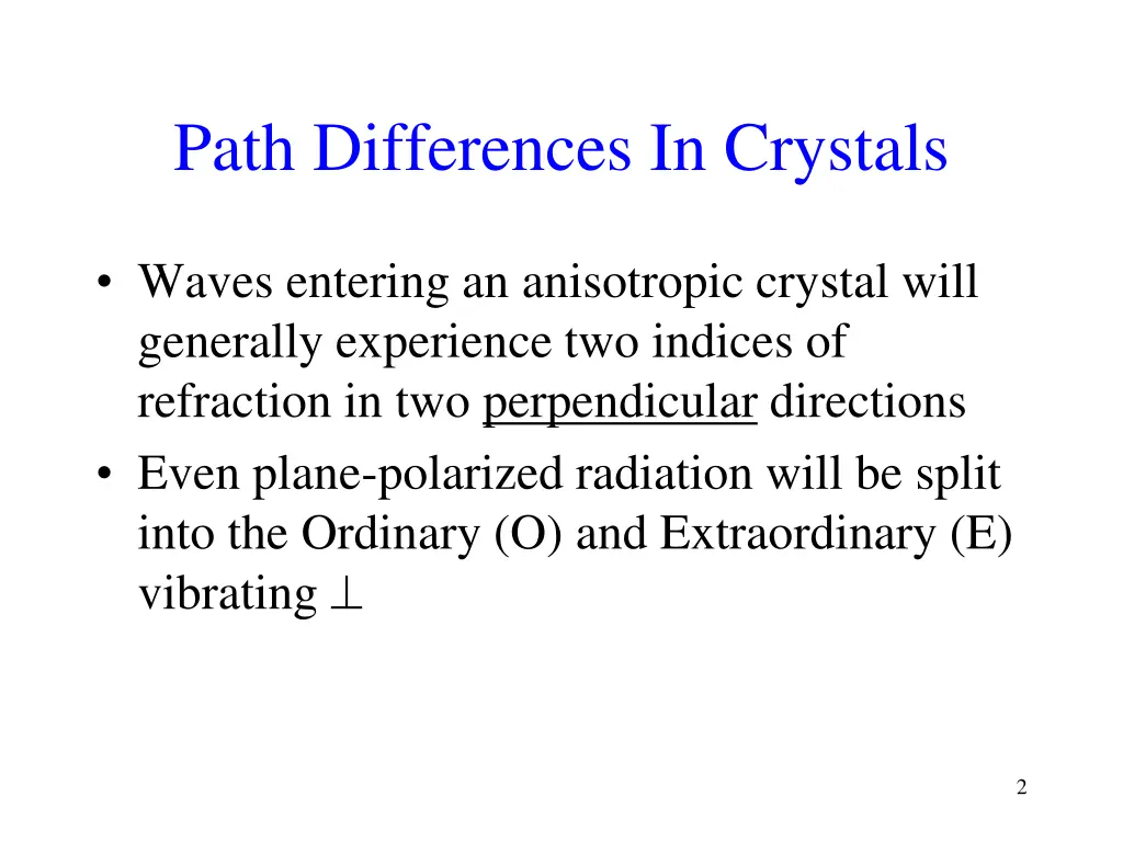 path differences in crystals