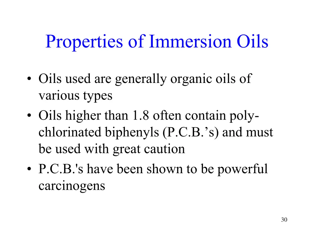 properties of immersion oils