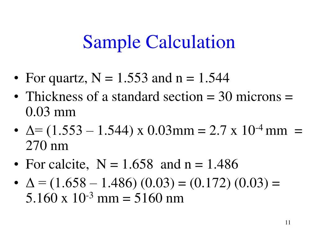 sample calculation
