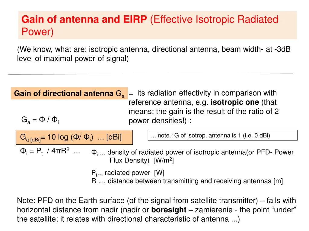 gain of antenna and eirp effective isotropic