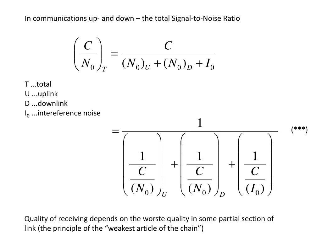 in communications up and down the total signal