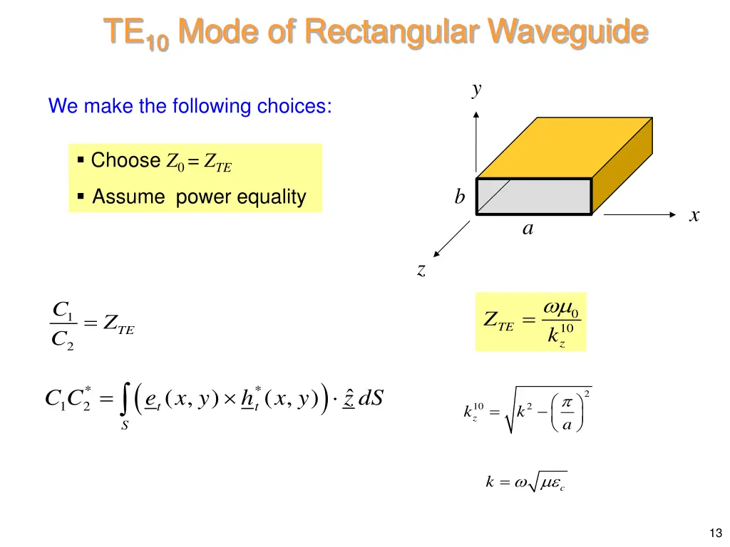 te 10 mode of rectangular waveguide
