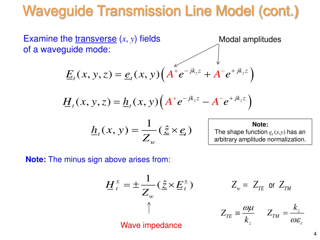 waveguide transmission line model cont 1