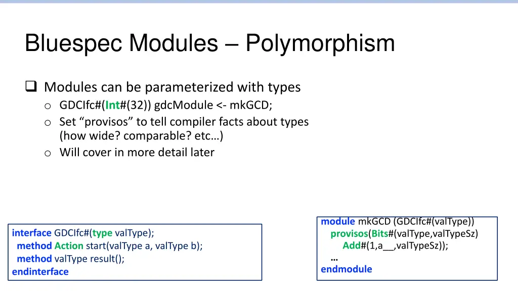 bluespec modules polymorphism