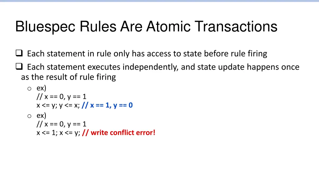 bluespec rules are atomic transactions
