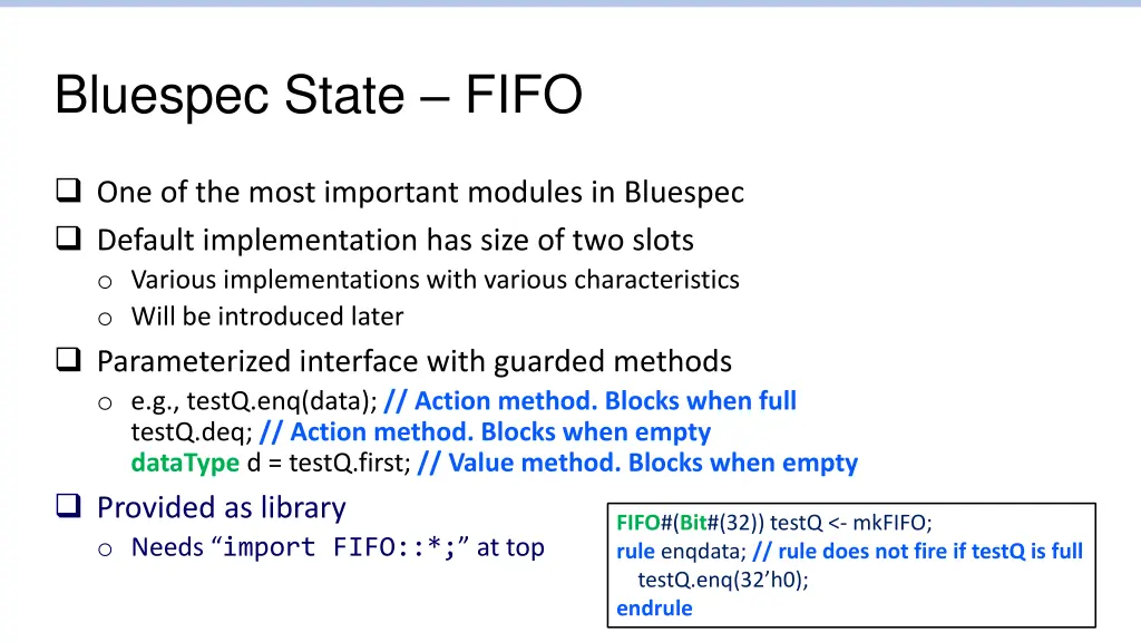 bluespec state fifo