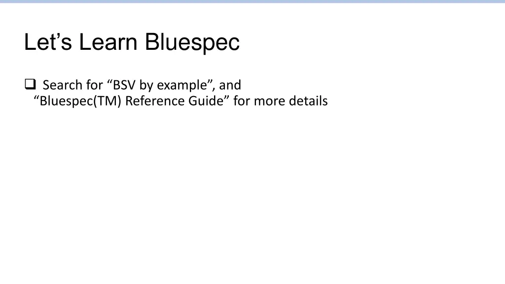 let s learn bluespec
