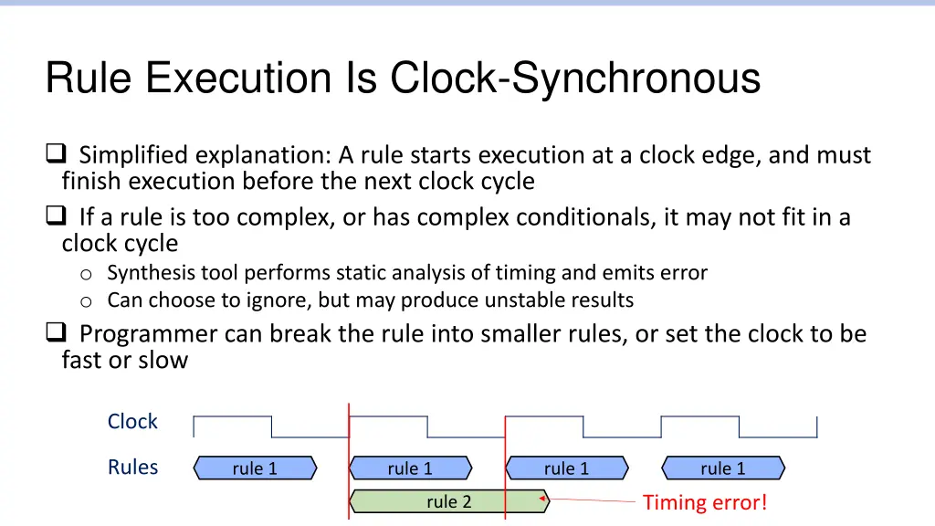 rule execution is clock synchronous