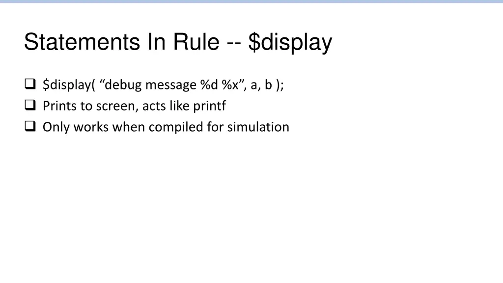 statements in rule display
