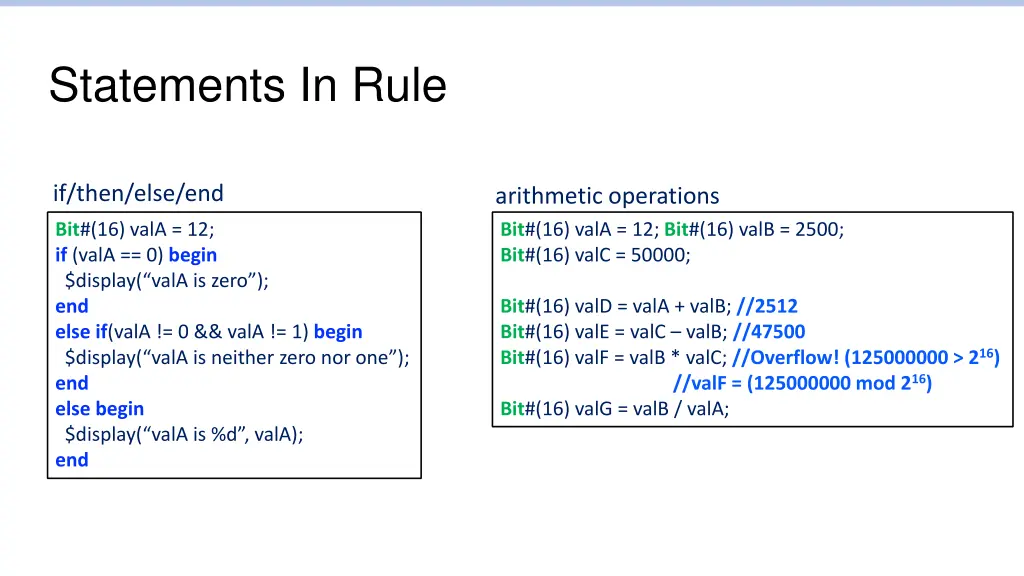 statements in rule