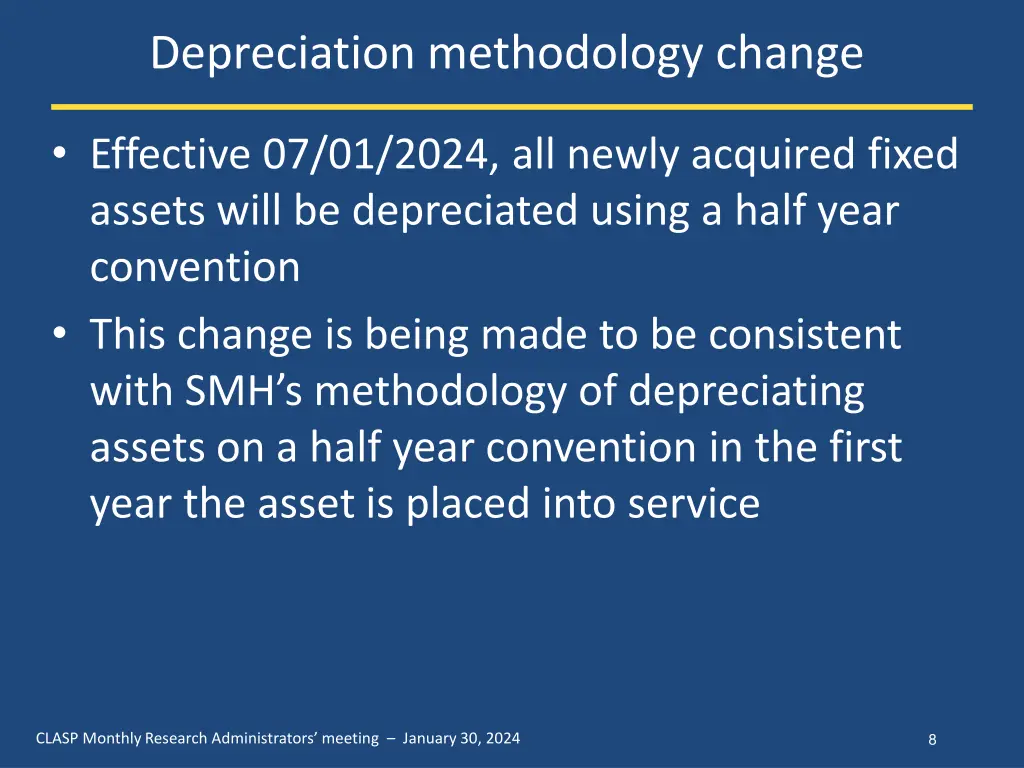 depreciation methodology change