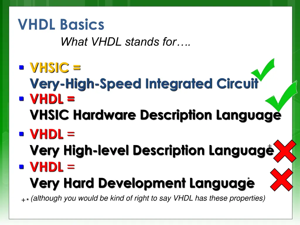vhdl basics what vhdl stands for