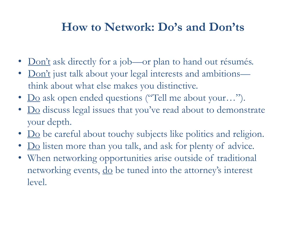 how to network do s and don ts